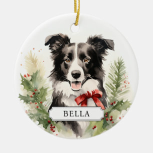 Border Collie Ceramic Circle Ornament