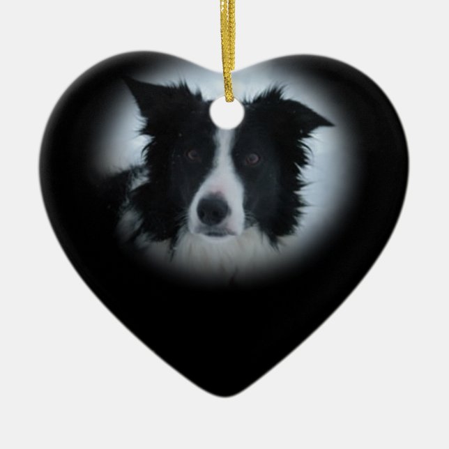 Border Collie Ceramic Ornament (Front)
