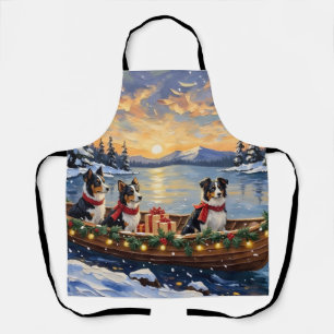 Border Collie Christmas Boat Holiday Apron