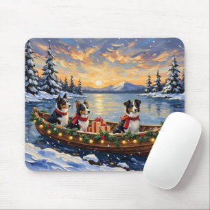 Border Collie Christmas Boat Holiday Mouse Pad