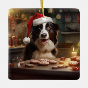 Border Collie Christmas Cookies Festive Holiday Ceramic Ornament