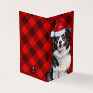Border Collie Christmas Dog Red Buffalo Plaid