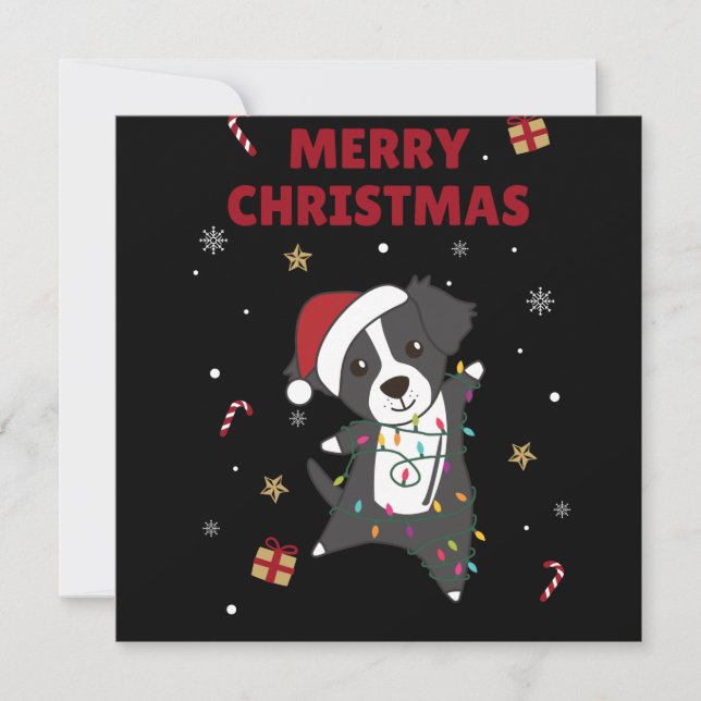Border Collie Christmas Dog Winter Animals Dogs Invitation (Front)