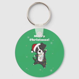 Border Collie Christmas Dog Winter Animals Dogs Ke Keychain
