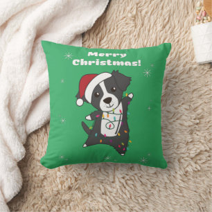 Border Collie Christmas Dog Winter Animals Dogs Th Throw Pillow