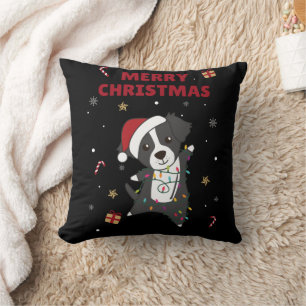 Border Collie Christmas Dog Winter Animals Dogs Throw Pillow