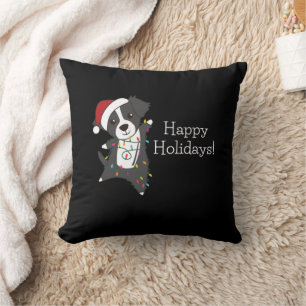 Border Collie Christmas Dog Winter Animals Dogs Throw Pillow