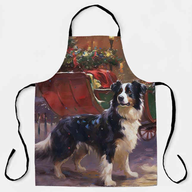 Border Collie Christmas Festive Season  Apron (Front)