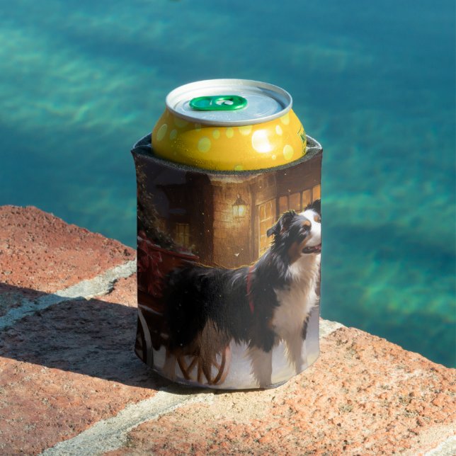 Border Collie Christmas Festive Season Can Cooler (In Situ Pool)
