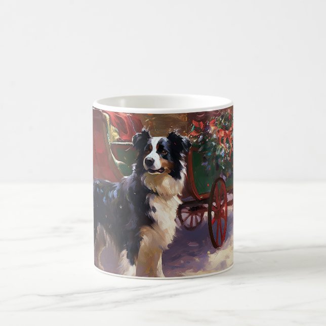 Border Collie Christmas Festive Season  Coffee Mug (Center)