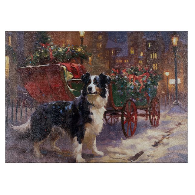 Border Collie Christmas Festive Season  Cutting Board (Front)