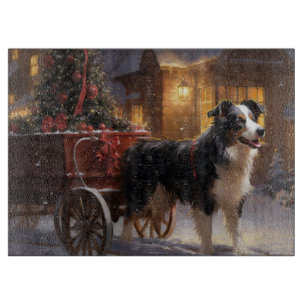 Border Collie Christmas Festive Season Cutting Board