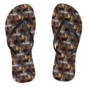 Border Collie Christmas Festive Season Flip Flops