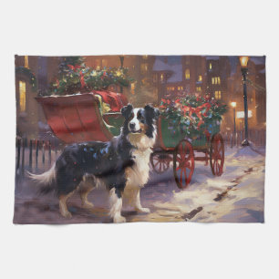 Border Collie Christmas Festive Season Kitchen Towel