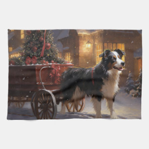 Border Collie Christmas Festive Season Kitchen Towel