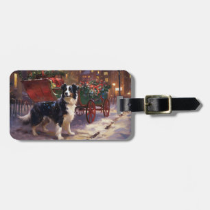 Border Collie Christmas Festive Season  Luggage Tag