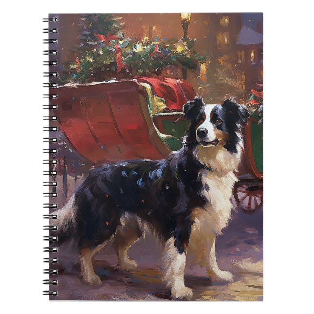 Border Collie Christmas Festive Season  Notebook (Front)
