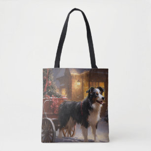 Border Collie Christmas Festive Season Tote Bag