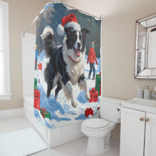 Border Collie Christmas Festive Snow Scene
