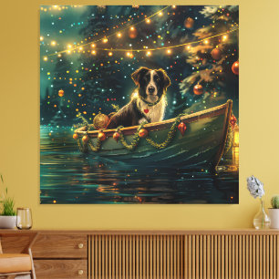 Border Collie Christmas Festive Voyage Canvas Print