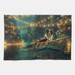 Border Collie Christmas Festive Voyage Kitchen Towel