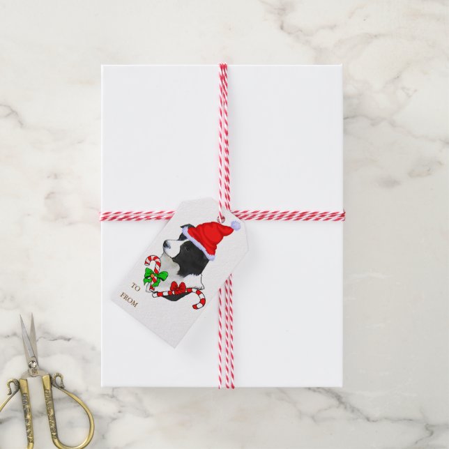 Border Collie Christmas Gift Tags (With Twine)