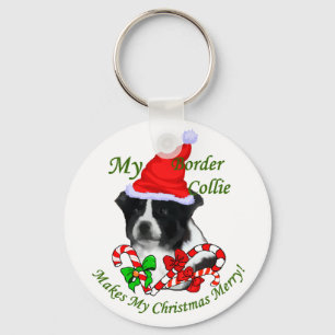 Border Collie Christmas Gifts Keychain