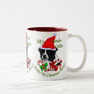 Border Collie Christmas Gifts Two-Tone Coffee Mug