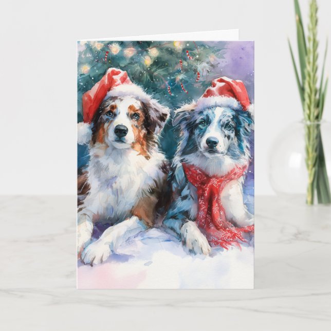  Border Collie Christmas Greeting Card  (Front)