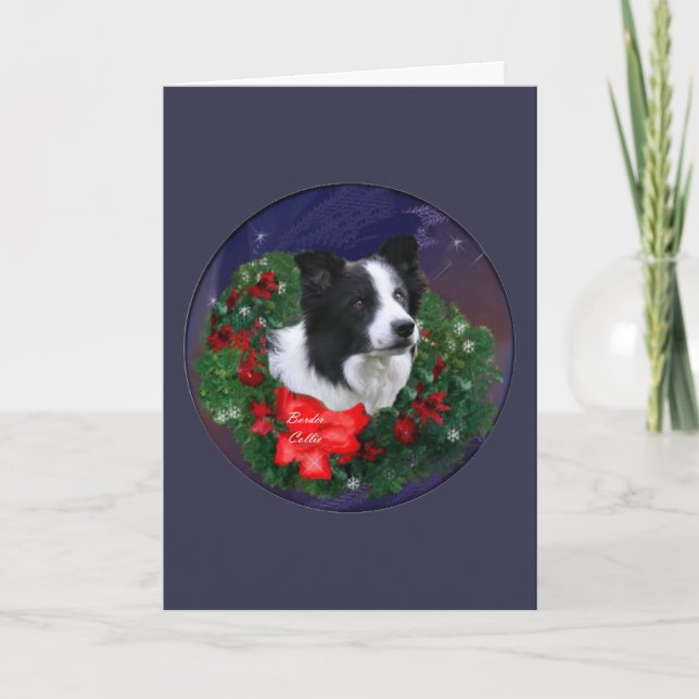 Border Collie Christmas Holiday Card (Front)