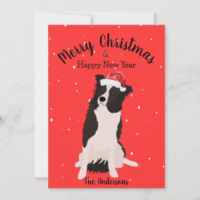 Border Collie Christmas Holiday Card (Front)
