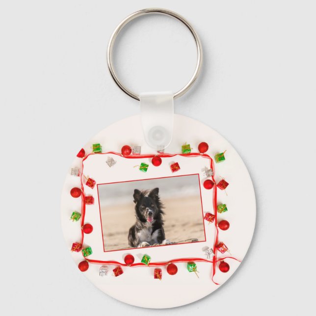 Border Collie Christmas Keychain (Front)