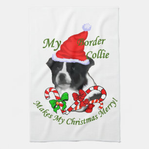 Border Collie Christmas Kitchen Towel