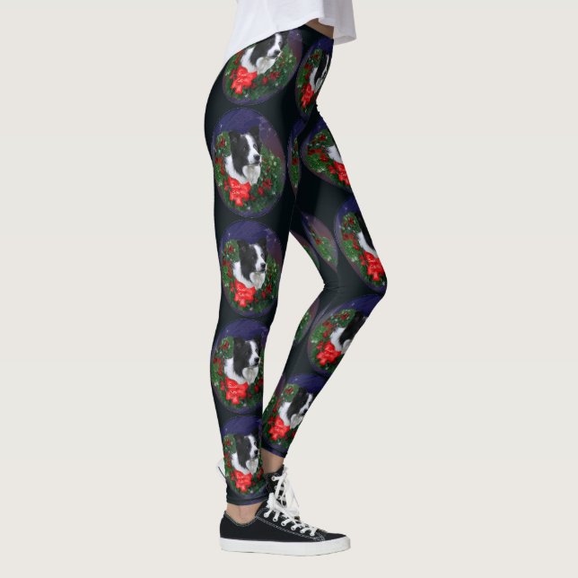 Border Collie Christmas  Leggings (Right)