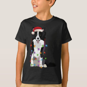 Border Collie Christmas Lights Xmas Dog Lover T-Shirt