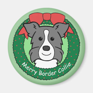 Border Collie Christmas Magnet