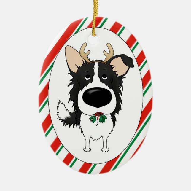 Border Collie Christmas Ornament (Front)