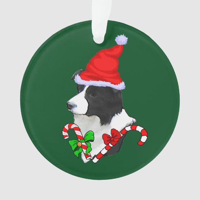 Border Collie Christmas Ornament (Front)