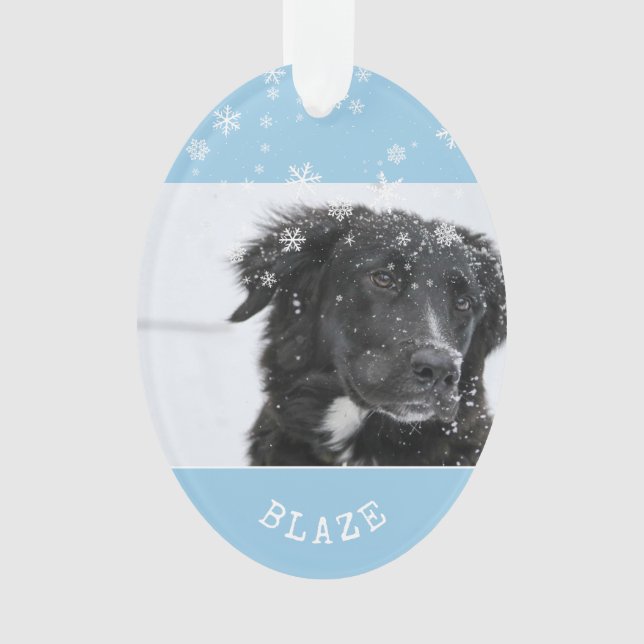 Border Collie Christmas Personalized Pet Photo Ornament (Front)