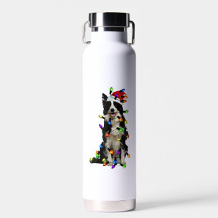 Border Collie Christmas Santa Funny Dog Lover Water Bottle
