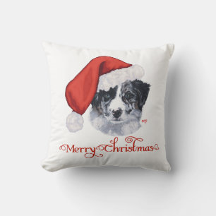 Border Collie Christmas Throw Pillow