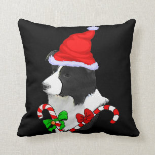 Border Collie Christmas Throw Pillow