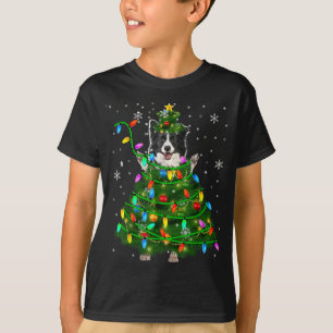 Border Collie Christmas Tree Xmas Lights Dog Lover T-Shirt