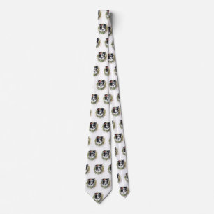 Border Collie Christmas Wreath Festive Pup Tie