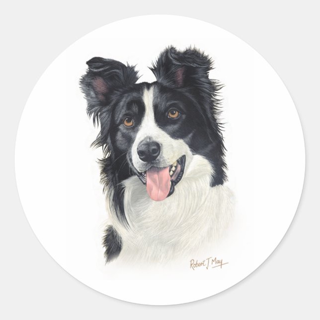 Border Collie Classic Round Sticker (Front)