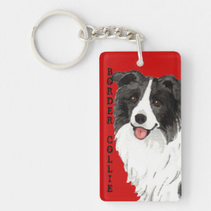 Border Collie Colour Block Keychain