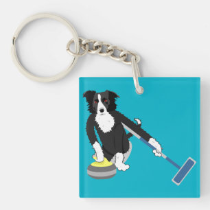 Border Collie Curling Keychain