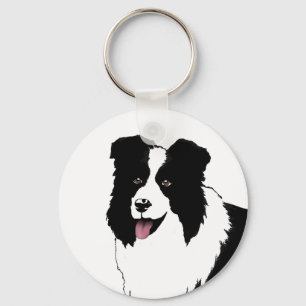 Border Collie Customize Text Background Colour Keychain