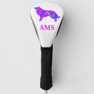 Border Collie Cute Dog Silhouette P&B Golf Head Cover