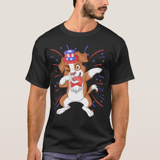 border collie dabbing 4th of july T-Shirt (Front)